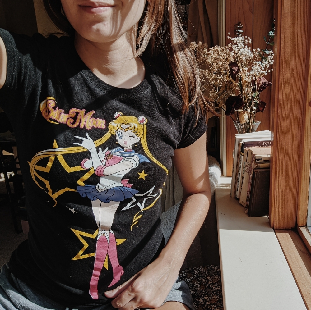 Anime hot topic sailor Moon black tshirt